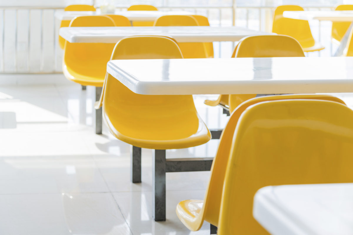 Empty school cafeteria