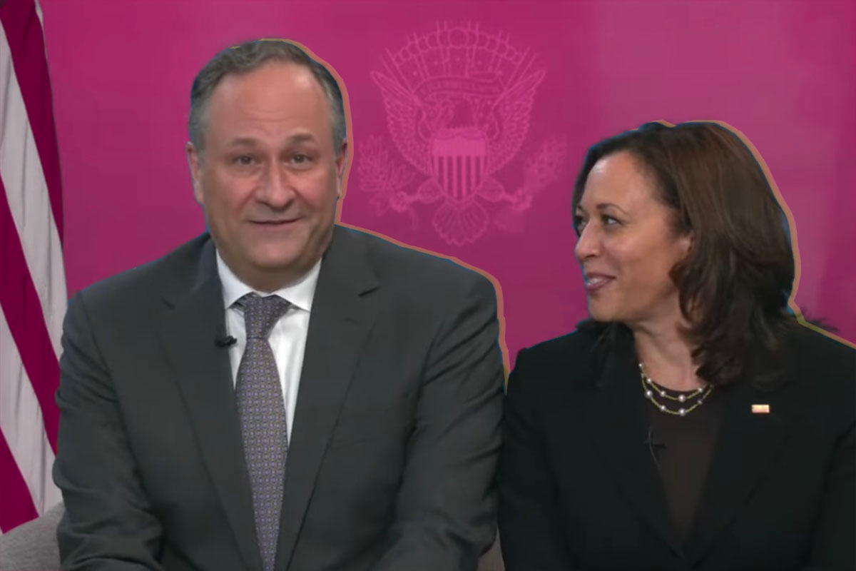 Doug Emhoff and Kamala Harris at the White House Passover seder 2021